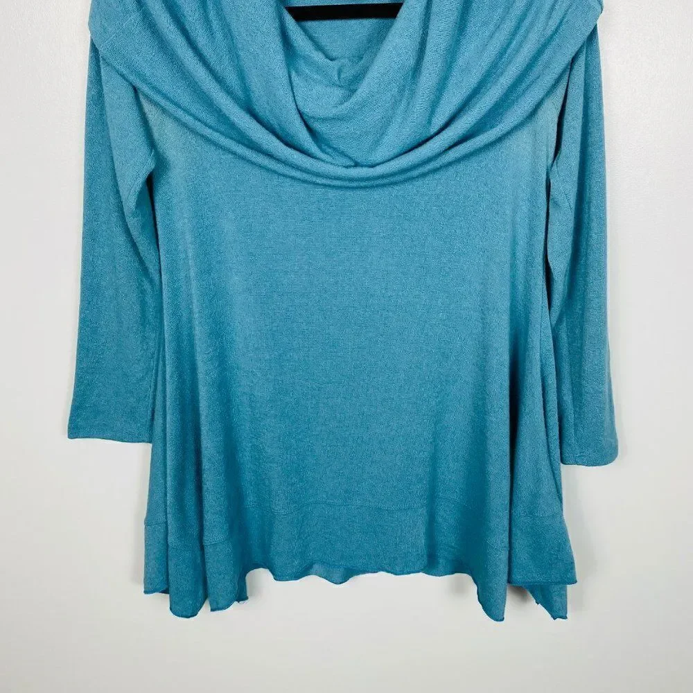 Soft Surroundings Size XS Blue B'Call Long Sleeve Cowl Neck Tunic Sweater Top